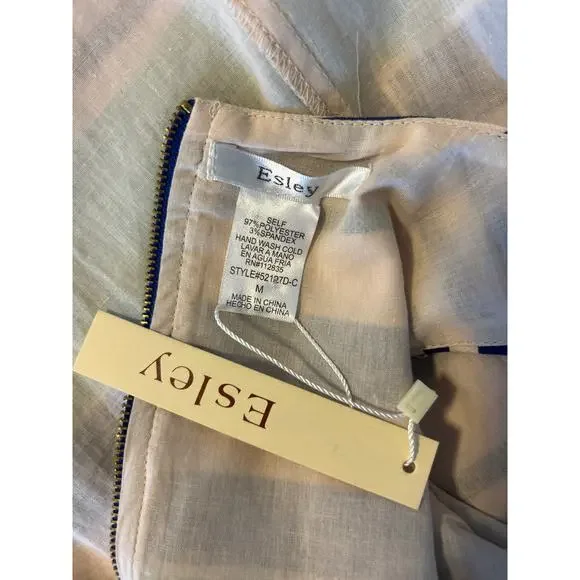 Esley | Blue/Green Striped Shift Dress | Medium - Picture 13 of 13